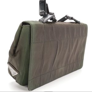 Prada Green Tessuto Nylon Flap Front Shoulder Bag